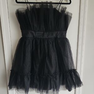 Elegant Black Tulle Women's Dress